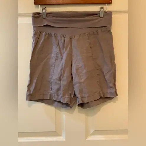 4our Dreamers Tan Pull On Linen Stretch Shorts. Size