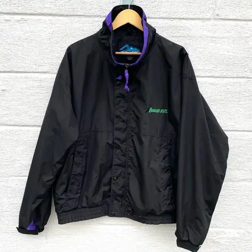 Vintage Quaker State Racing Embroidered Windbreaker Jacket Moto Retro Sport Black Size XL