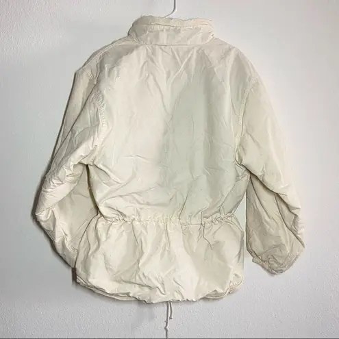 Woolrich VTG Ski Jacket Windbreaker 80s Cinch Waist Pocket Aztec Fleece White S