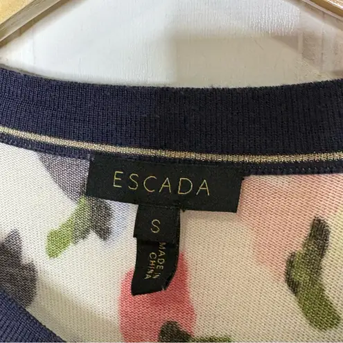 Escada Siora Wool & Silk Floral Cardigan Blue