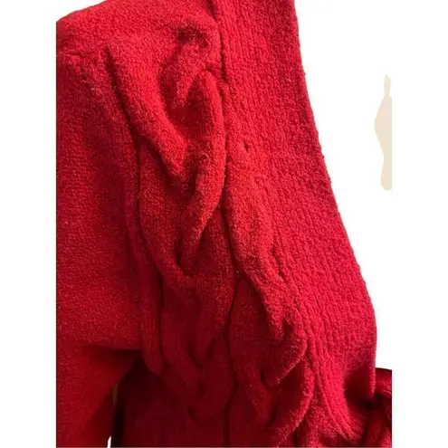 Inc International Concepts Red Cable Knit Cardigan with Tie at Chest Size X