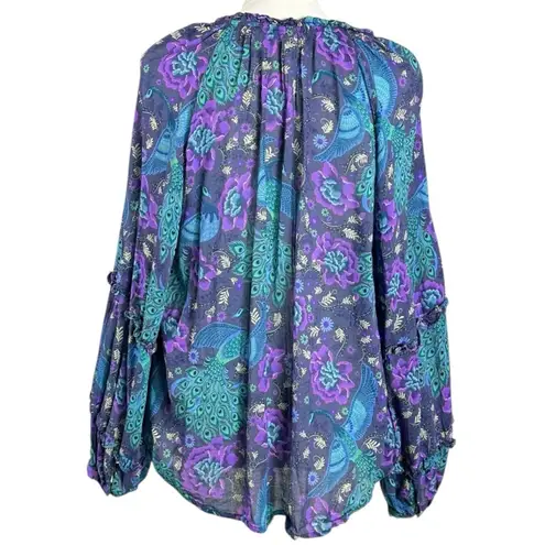 Spell & the Gypsy Bohème Blouse in Baltic Blues Large Bohemian 70s Witchy Blue
