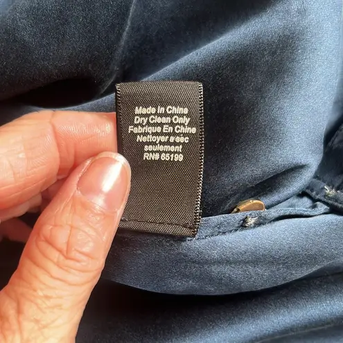 Elizabeth and James silk Navy Button-Up Blouse. Size L