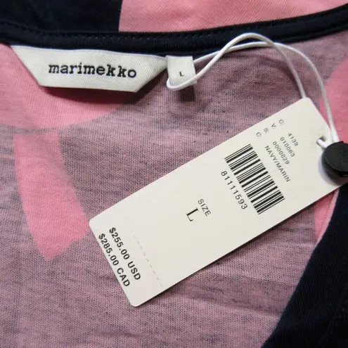NWT marimekko Johanas Juhla In Navy Pink Unikko Dress Cotton Jersey Dress L Size L