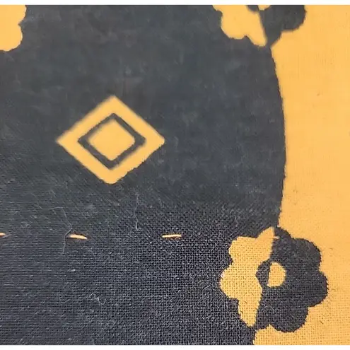 Black Yellow Striped Dress Floral Tribal Summer Maximalist Eyelet Trim Size M Size M