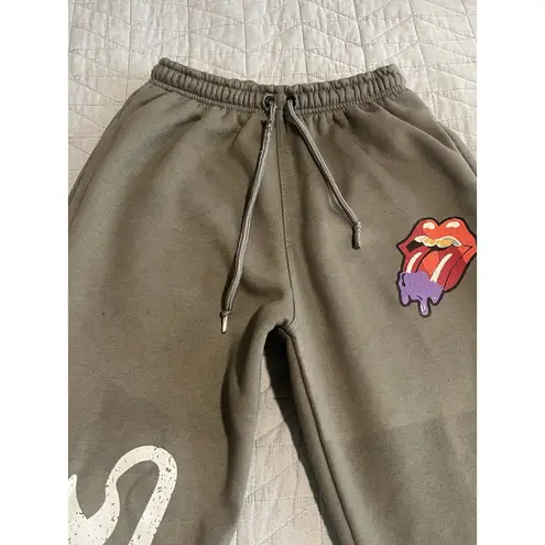 Lolliez Sweatpants Womens L Gray Rhinestone Embellished Graphic Print Pockets Size L