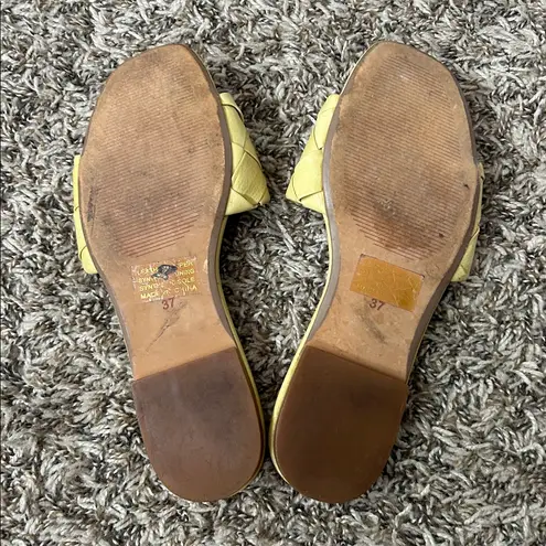 Silent D Anthropologie Ayda Yellow Leather Braided Slide Sandals Sz 37