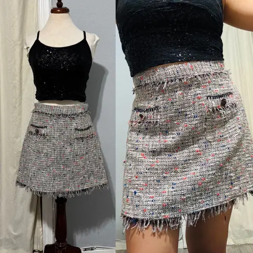 Zara Women Basic Tweed Skirt Mini A