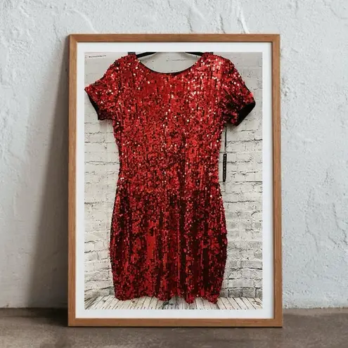 Red sequin mini dress nwt sz M Size M