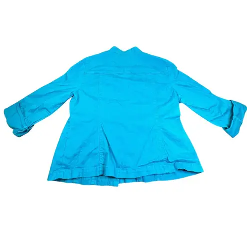 Ruby Rd Jacket Womens 14 Teal Blue Green Beaded Button Front Southwestern Coat