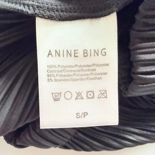 ANINE BING Billie Pant Black Pleated Satin Size Small Party Cocktail NYE Holiday