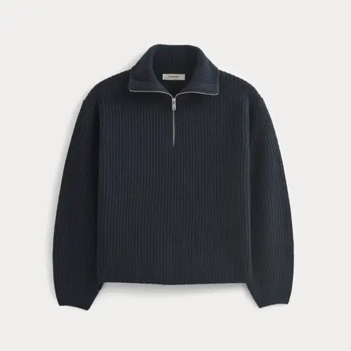 Everlane  The Half-Zip Sweater in Luxe Merino in Navy, Size X-Small - Image 5