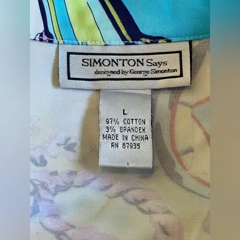 George Simonton Womens Jacket Large Nautical Bahamas Vacation Beach Travel Maps Blue