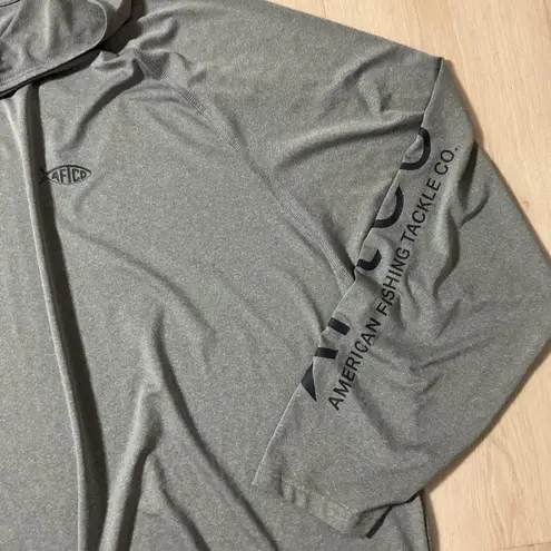 AFG American Fishing Tackle Co Mens Gray Long Sleeve Hooded Performance Shirt Size 5X