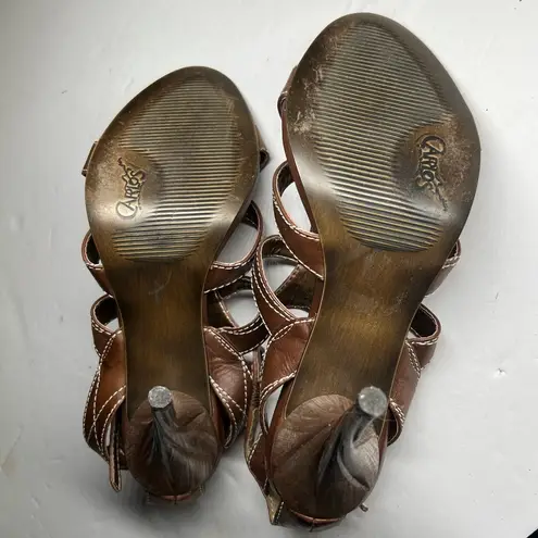 Carlos Santana  Prodigy heels 7 leather brown strappy detail heels party dance