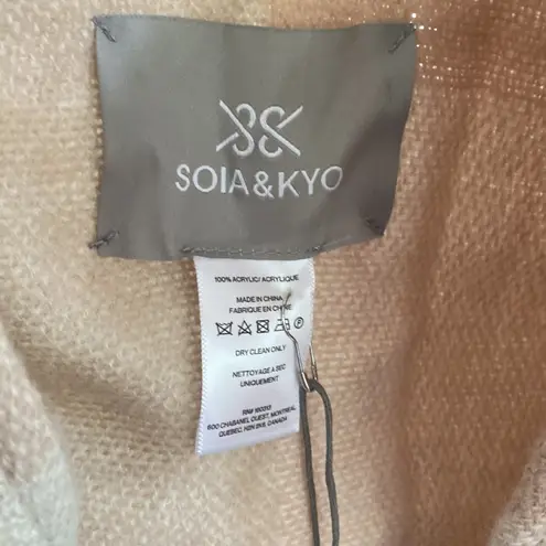 SOIA & KYO NEW Yadira Colorblock Fringe Scarfigan Cape Shawl Shrug Neutral Knit