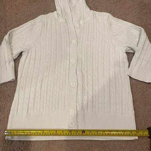 Women's 3/4 sleeve knitted cardigan with hood White