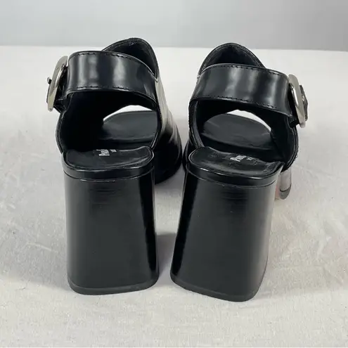 Paul Green Y2K Vintage Paul Green Open Toe Chunky Heeled Leather Shoe in Black Size 7.5