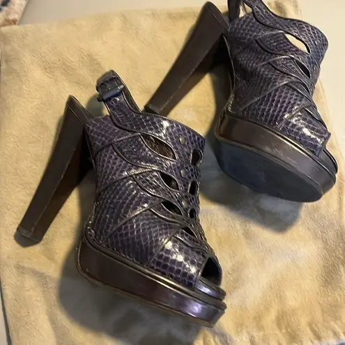Bottega Veneta heels Leather Python Animal print slingback platforms EU …
