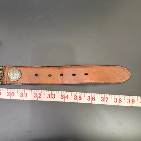 NOCONA Genuine Leather Beaded Bone & Conch Western Bohemian Belt NO BUCKLE Brown