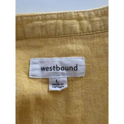 Westbound Top Womens L Yellow Linen Blend Lightweight Lagenlook Coastal Beach