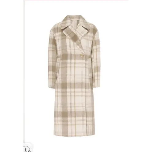 Wish The Label Natrual Plaid Empire Coat Size Large