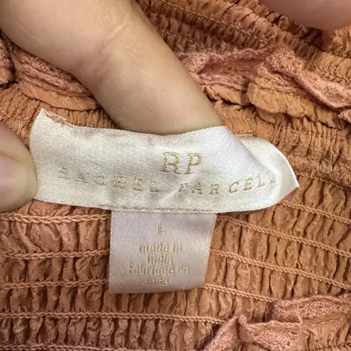 Rachel Parcell Dress Womens Large Dusty Peach Bubble Crepe Ruffle Midi