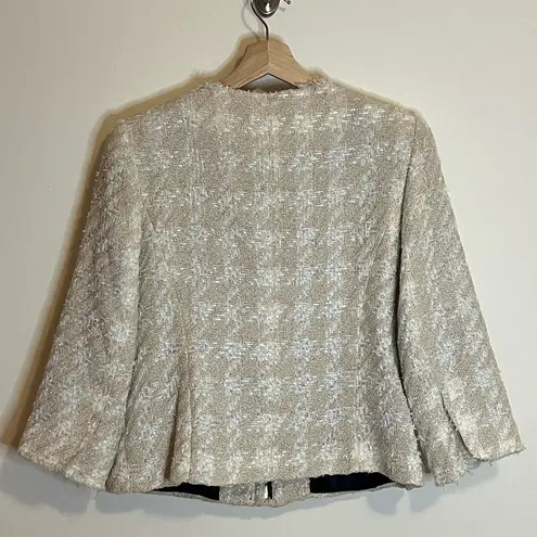Smythe Cream Tweed Houndstooth Blazer Tan Size 10