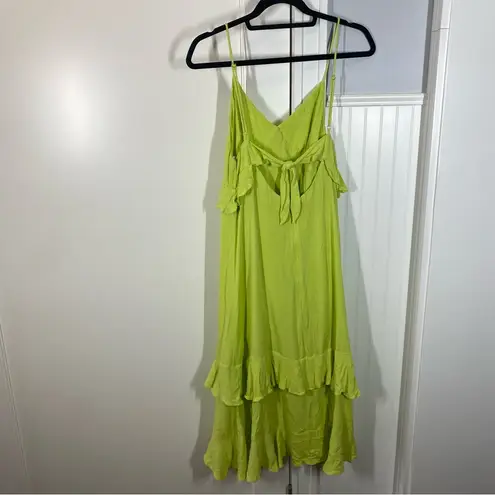 Lulus Island Time Lime Green ruffled midi dress beach vacation spring summer Size L