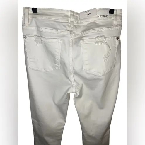 Judy Blue Distressed Mid Rise Skinny Jeans Size 28 White