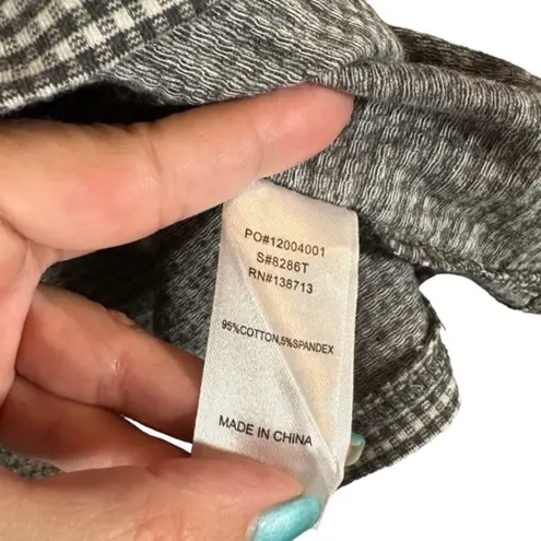 Doe & Rae Gray & White Checkered Balloon Sleeve Off Shoulder Blouse Women Sz M