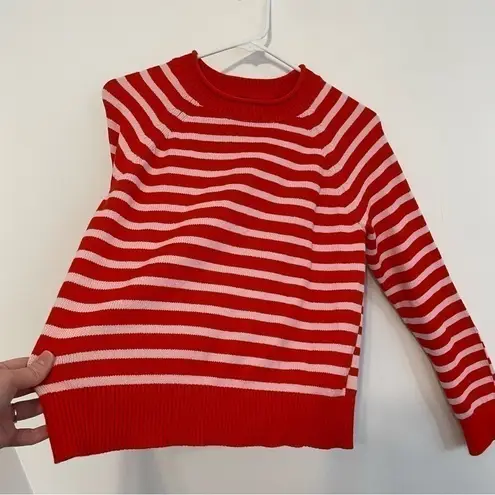 Banana Republic  Stripe Cotton Blend Cropped Sweater Red / Orange ish Pink Crop M