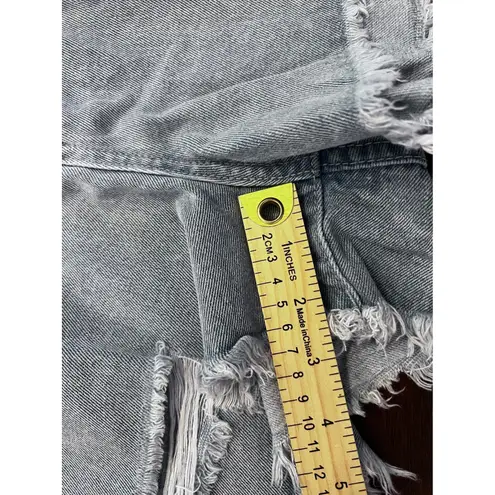 Harper Heritage Denim Shorts Rhinestone Fringe Cut Off Distressed Light Wash 28 Blue