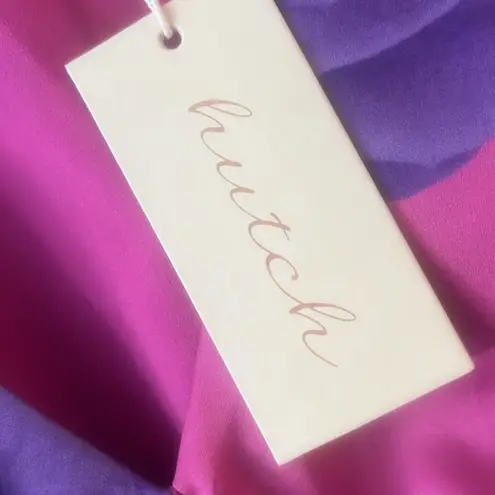 Hutch Matilda Top pink purple floral silky v-neck size Small