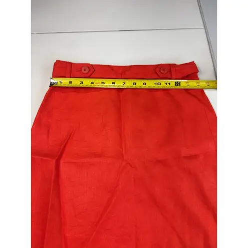 J.Crew  Red Linen Skirt Size 0 Womens Mini A-Line Button Accent‎ Career