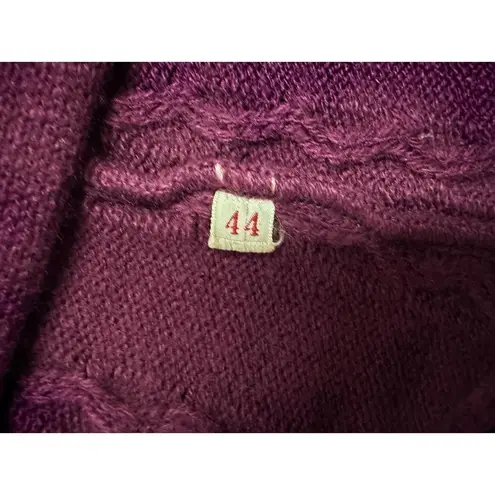 70s VTG Lace Up Front Cable Knit Sweater Skirt Plum Ankle Length Sz S/M Purple Size M