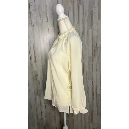 Spartina 449 NWT Women's Ivory Ruffle Neck Long Sleeve Blouse Size Small Casual