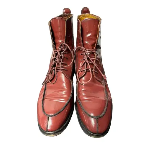 Bata Women's Red Patent Leather Lace Up Boots Size 38
