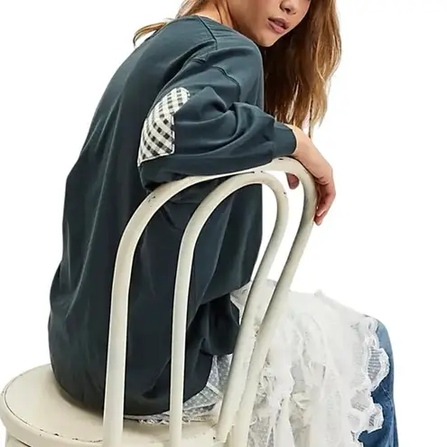 Daydreamer Gingham Heart Long-Sleeve Tee in Black, One Size New w/o Tag MSRP $98