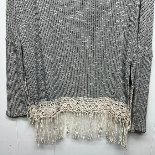 Alya  Bohemian Speckled Women's Pullover Knit Fringe Sweater Size Small Western