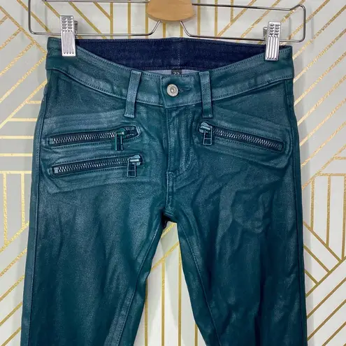 LF  CARMAR Green Wax Coated Zip Skinny Jeans