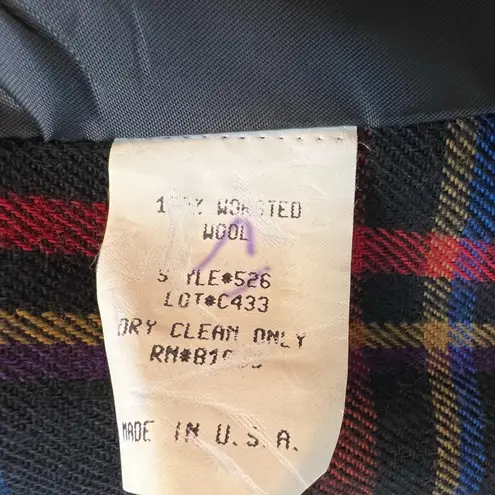 Norm Thompson Vintage Portland Oregon Rainbow Plaid Wool Blazer Women's Size 10 Black