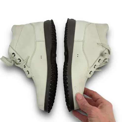 Hogan Leather Polacco Traditional Mid Lace Up Shoes Booties Off White Size 5.5