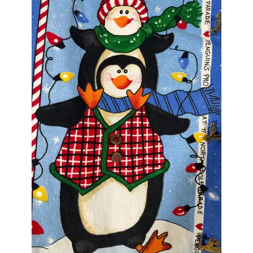 Vintage Handmade Penguin Christmas Vest Womens North Pole Reversible Holiday M/L Blue Size L