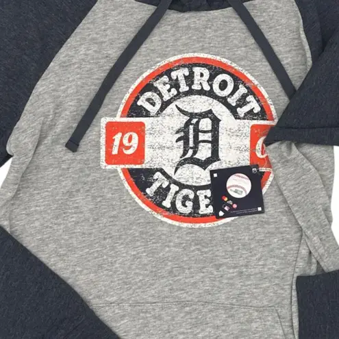 Campus Lifestyle MLB Detroit Tigers Women's Lightweight Bi-Blend Hooded T-Shirt, XS