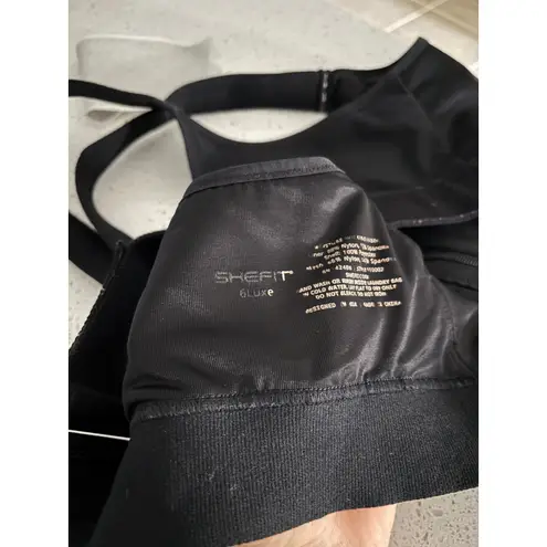Shefit Lounge Sports Bra Size 6 Luxe Black Zip Front Close High Impact Workout