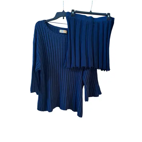 Free People  Kenzie Blue Ribbed Sweater Skirt Set - L