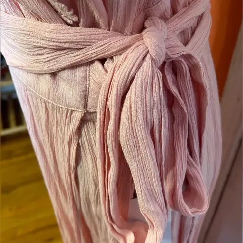 NWT Roaman’s Wrap Maxi Dress Lace Sleeves Size 12W Blush Pink