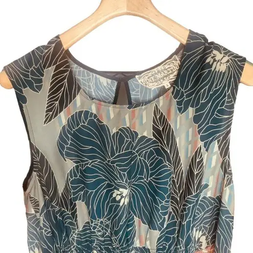 Pink Martini | Floral Sleeveless Midi Dress Navy Multi Boho Resort Size L | EUC