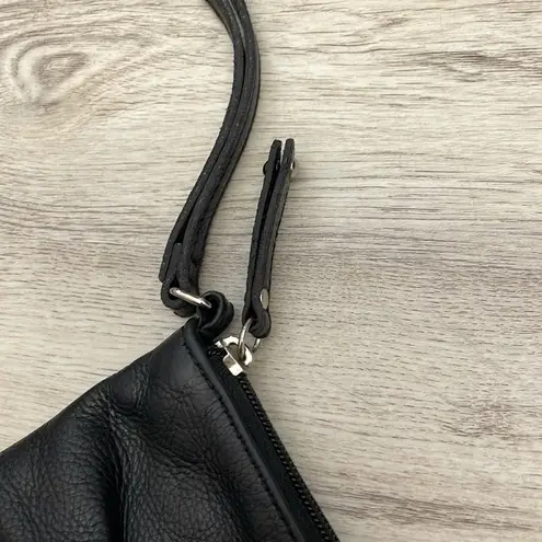 Audrey Brooke Black Genuine Leather Wristlet Silver Hardware Approx 7.5" x 5"